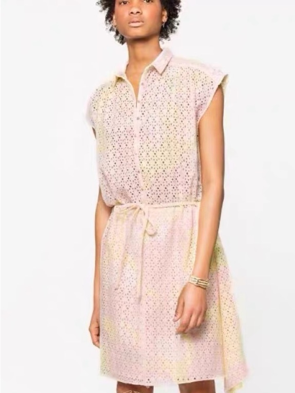 Light Pink Eyelet Shirt Dress